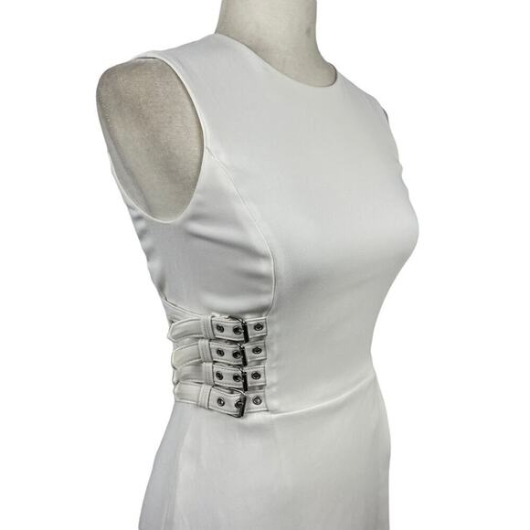 A.L.C. Women's Size 0 Anderson Crepe Mini Dress Buckle Waist Detail Coastal - Picture 6 of 14